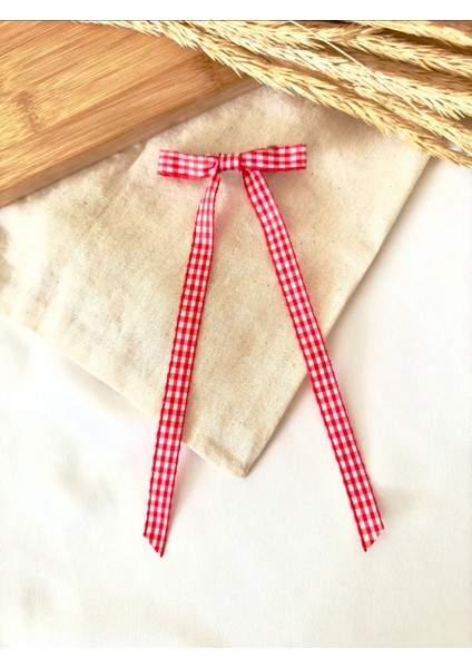 Kırmızı Beyaz Pötikare Fiyonk Kurdele Toka ( 4 cm )