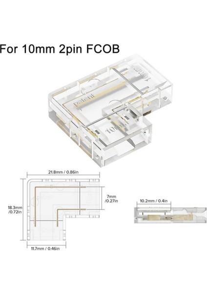 4 Adet Şeffaf L Şekli Kapak Konnektörleri 2pin Fcob 10MM LED Şerit Işıklar Lehimsiz Bağlantı