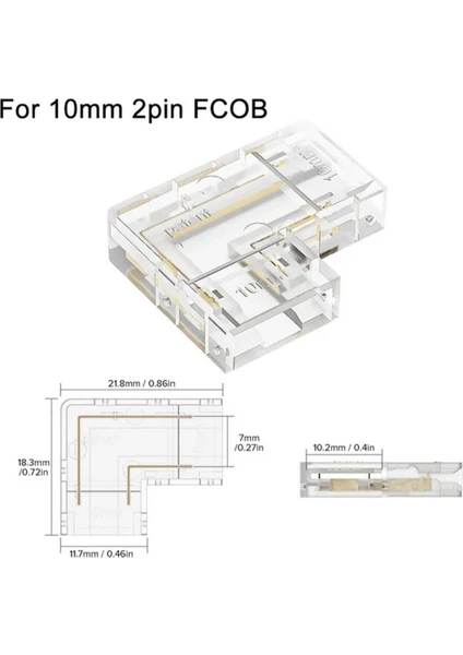 4 Adet Şeffaf L Şekli Kapak Konnektörleri 2pin Fcob 10MM LED Şerit Işıklar Lehimsiz Bağlantı