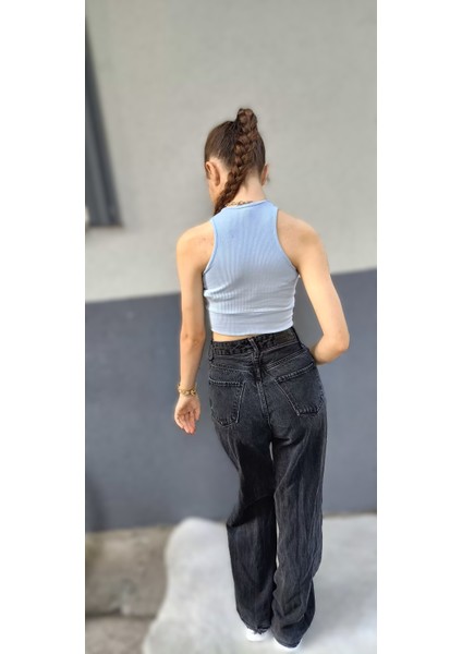 Kadın Halter Yaka Fitilli Crop Bluz modelleri
