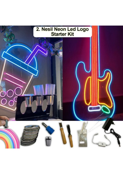 2.nesil Neon LED Logo Başlangıç Seti-5mt. 12V, Farklı Renk Seçenekleri, Iç Mekan Kullanımına Uygun