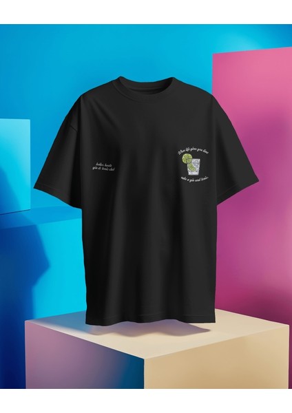 Gin&tonic Tasarım Relaxed Fit Erkek Önü Baskılı Tişört