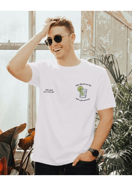 Gin&tonic Tasarım Relaxed Fit Erkek Önü Baskılı Tişört