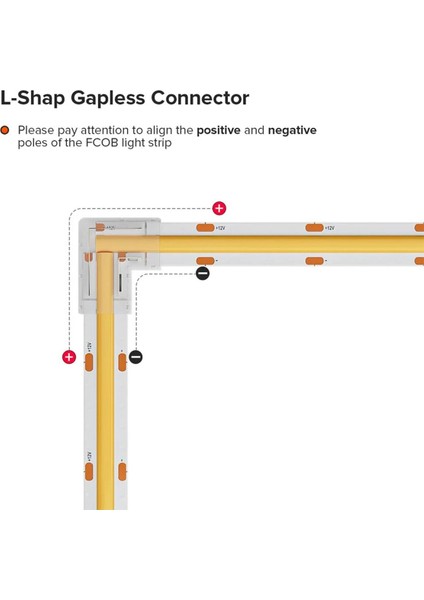 4 Adet Şeffaf L Şekli Kapak Konnektörleri 3pin Cct Fcob 10MM LED Şerit Işıklar Lehimsiz Bağlantı