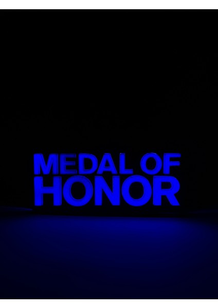 Medal Of Honor - Rgb LED Işıklı 3 Boyutlu Tabela - 20CM x 10CM x 2cm (Bluetooth Kontrollü)