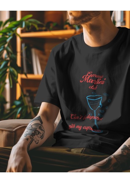 Martini Club Kokteyl Tasarım Relaxed Fit Erkek Önü Baskılı Tişört
