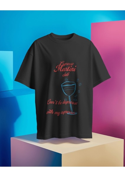 Martini Club Kokteyl Tasarım Relaxed Fit Erkek Önü Baskılı Tişört fırsatları