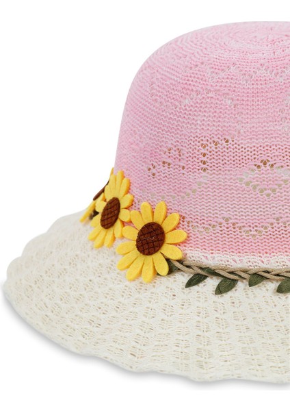 Kız Çocuklar Için Merserize Hasır Şapka ( 6-10 Yaş ) ( Size 52 cm )