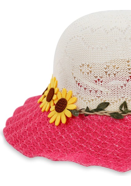 Kız Çocuklar Için Merserize Hasır Şapka ( 6-10 Yaş ) ( Size 52 cm )