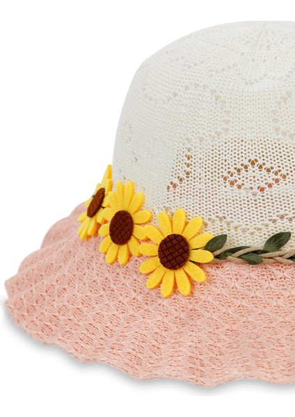 Kız Çocuklar Için Merserize Hasır Şapka ( 6-10 Yaş ) ( Size 52 cm )