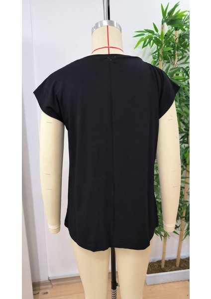 Kadın Kısa Kollu Kalp Baskılı Viskon T-Shirt fırsatları