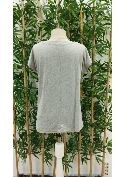 Kadın Kısa Kollu Kalp Baskılı Viskon T-Shirt indirimleri