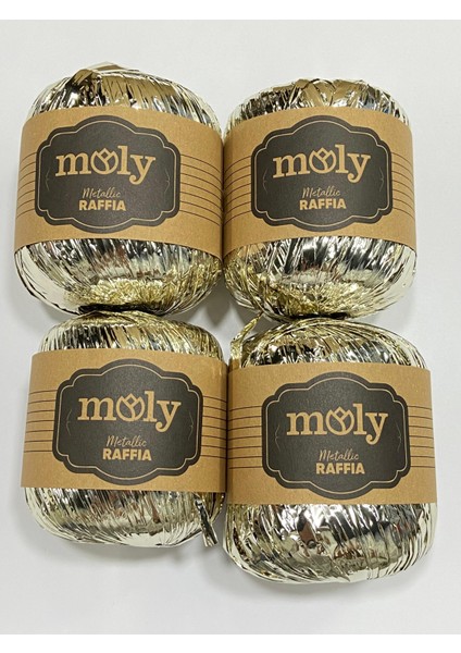 Metalik Rafia Ip / Rafia Ip / Çanta Ipi / Metalik Ip / 4 Lü Set (4x50gr=200gr)