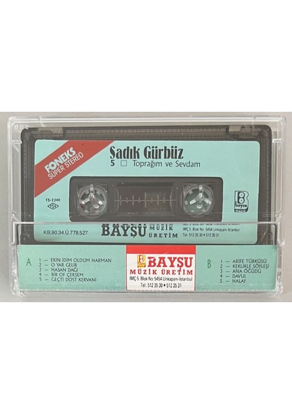 Sadık Gürbüz Toprağım ve Sevdam Kaset (Orjnal Dönem Kağıt Baskı Kaset)