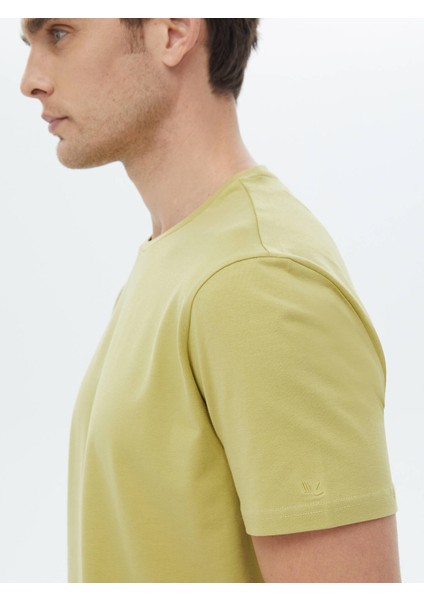 Limon Küfü Düz Bisiklet Yaka Pamuk Karışımlı T-Shirt fırsatları