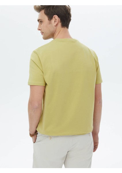 Limon Küfü Düz Bisiklet Yaka Pamuk Karışımlı T-Shirt indirimleri