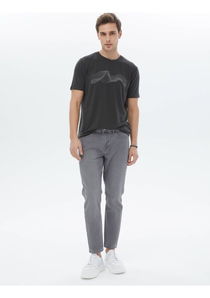 Antrasit Baskılı Bisiklet Yaka T-Shirt fiyatları