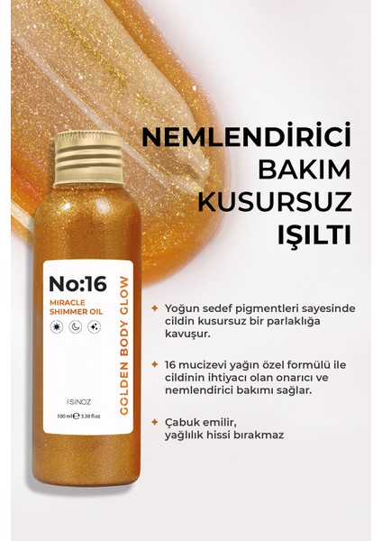 No:16 Mucizevi Işıltılı Saç ve Vücut Bakım Yağı 100 ML - Parıltılı Nemlendirici Bakım