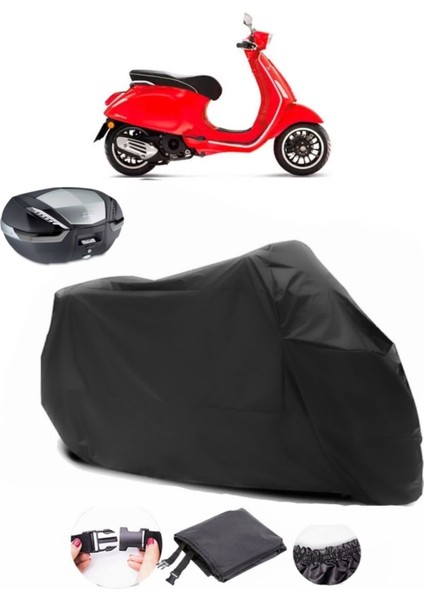 Vespa Sprint 125 Arka Çanta Uyumlu Siyah Motosiklet Branda Su Geçirmez Dayanıklı Kumaş