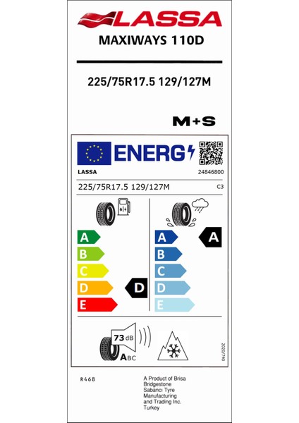 225/75 R17.5 129/127M Maxiways 110D Çeker Tip 4 Mevsim Lastiği (Üretim Yılı: 2024)