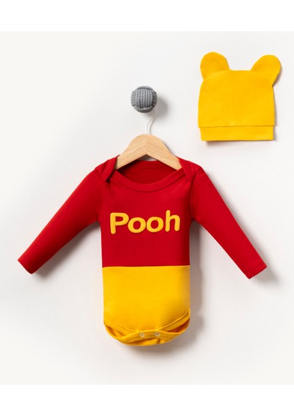 Pooh Görselli Şapkalı 2'li Bebek Badi Kırmızı fiyatları