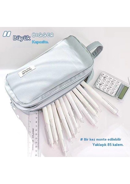 Büyük Kapasite ve Yüksek Estetik Değeri Olan Kalem Çantası, Öğrenciler Için Taşınabilir Çift Zipper Depolama Çantası (Yurt Dışından)