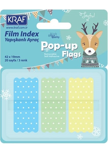 Index Film Pp Pop Up 3 Renk x 20 Yaprak 42 x 19 mm Pastel Puantiyeli 4219 2