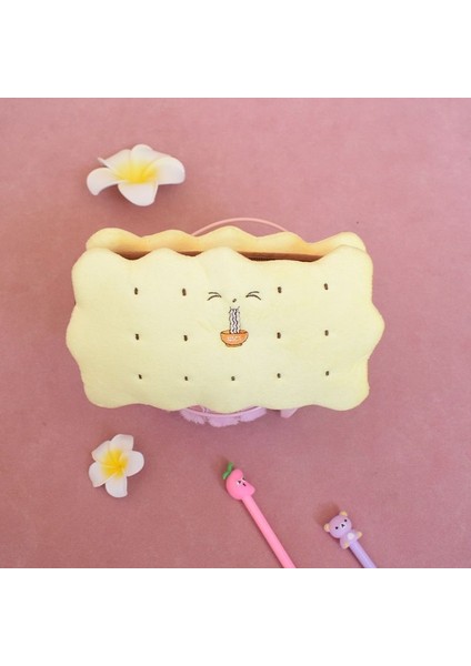 Sevimli Sandviç Bisküvi Şeklindeki Öğrenci Taşınabilir Basit Peluş Yaratıcı Büyük Kapasiteli Fermuarlı Kırtasiye Çantası (Yurt Dışından)