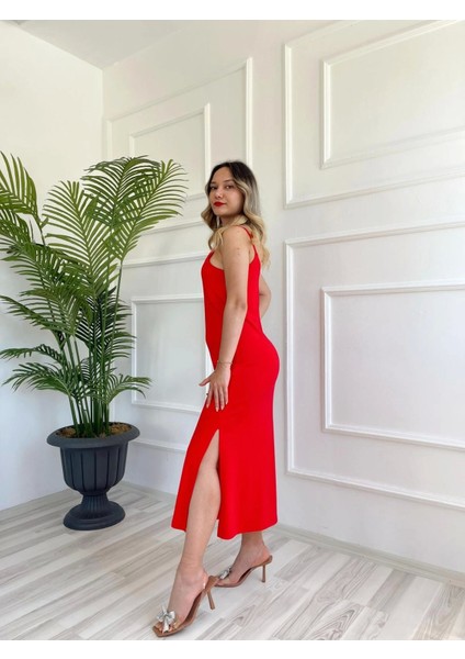 Kadın Askılı Elbise Kırmızı indirimleri