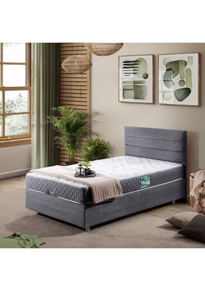 Sofia Tek Kişilik Baza Başlık Comfort Yatak Seti - Gri