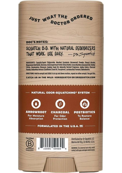 Dr.squatch Wood Barrel Bourbon Alüminyumsuz Stick Deodorant 75GR fiyatları