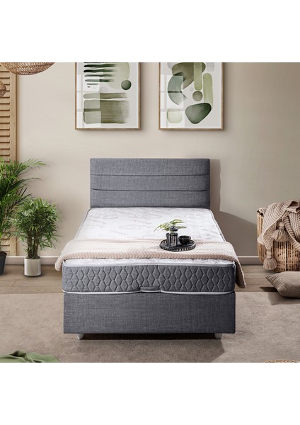 Sofia Tek Kişilik Baza Başlık Comfort Yatak Seti - Gri