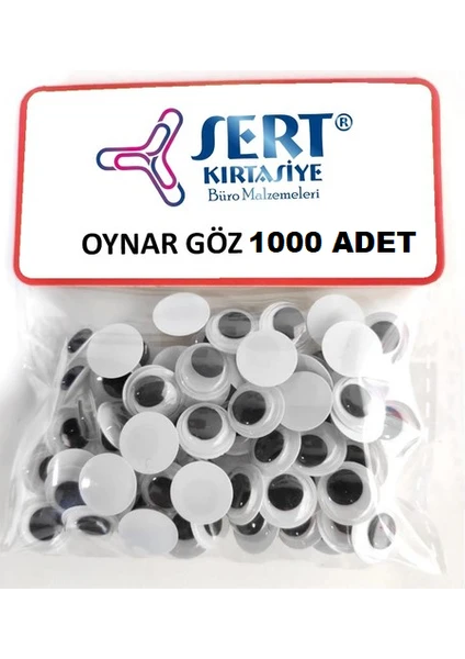 Sert Kırtasiye Oynar Göz 20MM 1000LI Paket Siyah