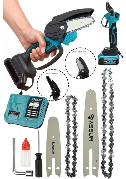 Tekno Trust Germany 2 Li Set 58 Vf 5 Ah Çift Akülü Çelik Şanzıman Şarjlı Dal Budama & Testeresi fiyatları