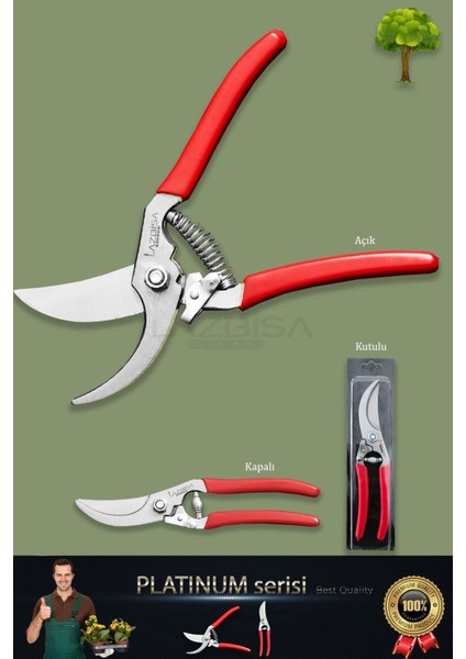 Tekno Trust 90-99 Bağ Makası Budama Makası Bağ Bahçe Makası Ağaç Dal Budama Makası 1 Paslanmaz Çelik