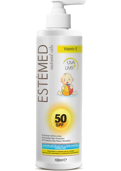 Çocuklar İçin 50+Spf Nemlendirici Güneş Yağı & Transparent And Hydrating Sun Oil 50+ Spf For Kids 100 ml