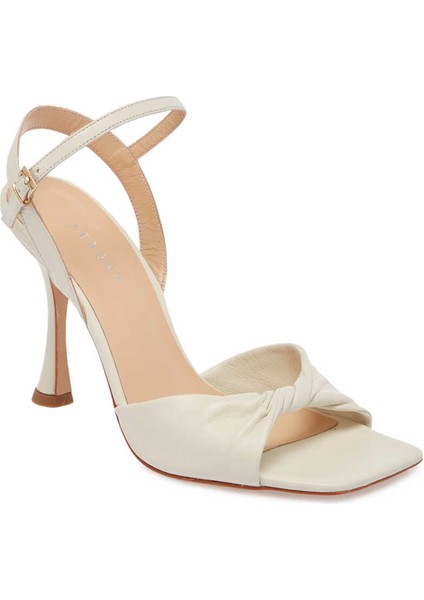 Beyaz Hakiki Deri Kadın Stiletto - K24I1AY67184-N3O