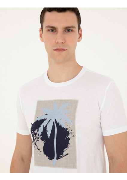 Erkek Beyaz Slim Fit Tişört 50285385-VR013 fiyatları