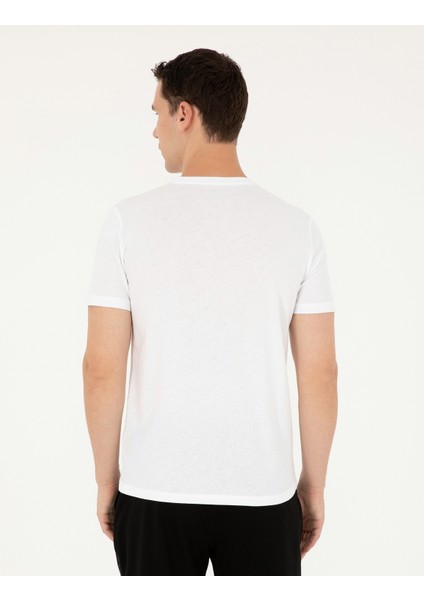 Erkek Beyaz Slim Fit Tişört 50285385-VR013 indirimleri