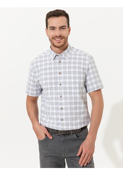 Erkek Gri Regular Fit Kısa Kollu Gömlek 50249666-VR024