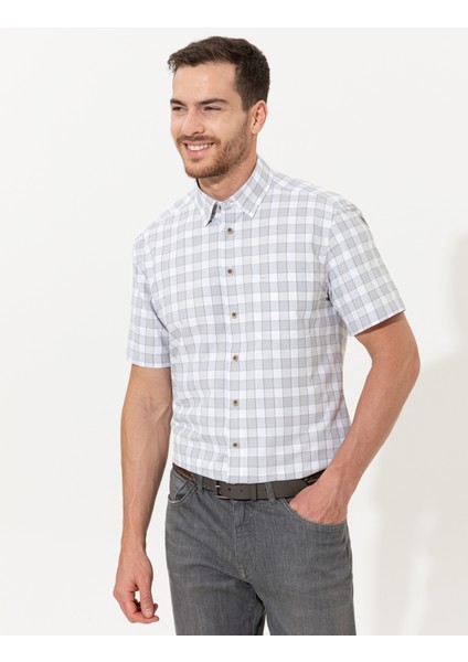 Erkek Gri Regular Fit Kısa Kollu Gömlek 50249666-VR024