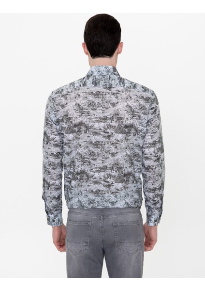 Erkek Haki Slim Fit Uzun Kollu Gömlek 50250957-VR027