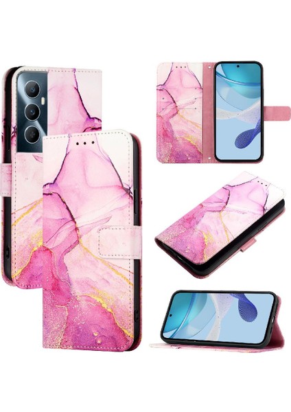 Realme C65 4g Kickstand Mermer Desen Pu Deri Cüzdan Için Kılıf (Yurt Dışından)