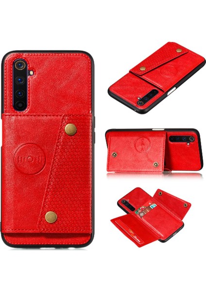 Realme 6 Pro Için Cüzdan Durumda Kart Tutucu Darbeye Koruyucu Cüzdan Kılıf (Yurt Dışından)