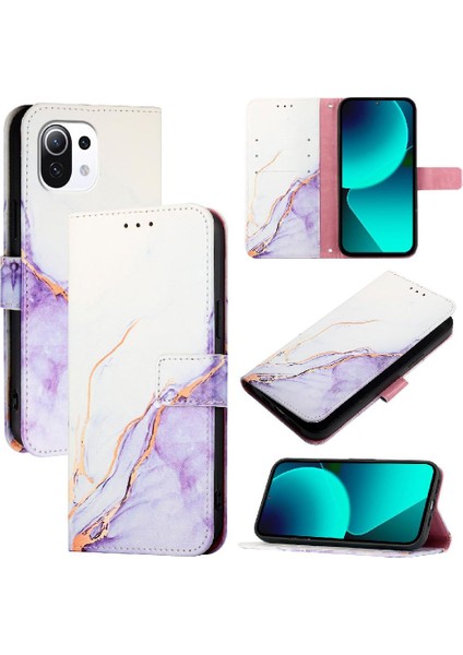 Xiaomi 11 Lite 5g Ne Pu Deri Mermer Desen Cüzdan Kickstand (Yurt Dışından)
