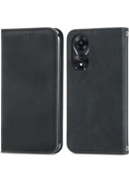 Oppo A78 4g Için Flip Case Basit Iş Deri Kılıf Cüzdan Kapak Çevirin (Yurt Dışından)