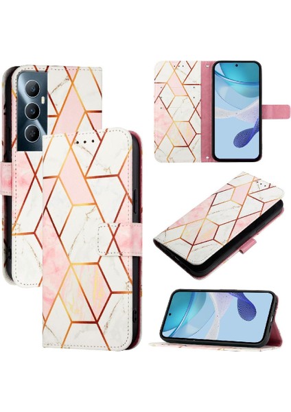 Realme C65 4g Kickstand Mermer Desen Pu Deri Cüzdan Için Kılıf (Yurt Dışından)