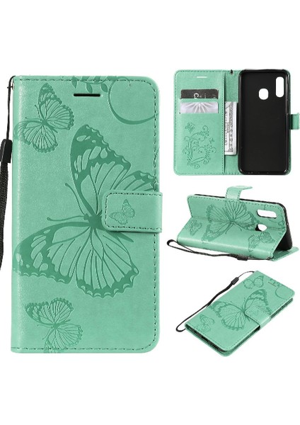 Kart Yuvası Standı Pu ile Samsung Galaxy A20E Darbeye Kapak Için Flip Case (Yurt Dışından)