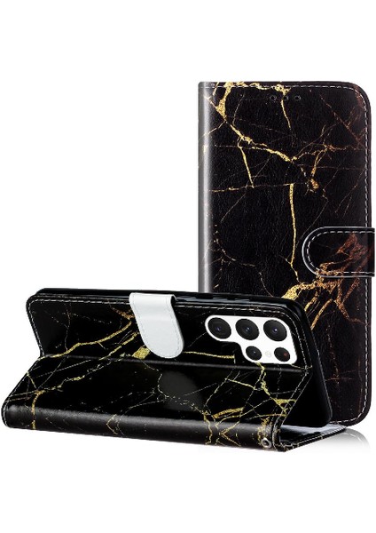 Samsung Galaxy S24 Ultra Manyetik Mermer Desen Kart Yuvaları Için Flip Case (Yurt Dışından) indirimleri