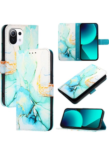 Xiaomi 11 Lite 5g Ne Pu Deri Mermer Desen Cüzdan Kickstand (Yurt Dışından)